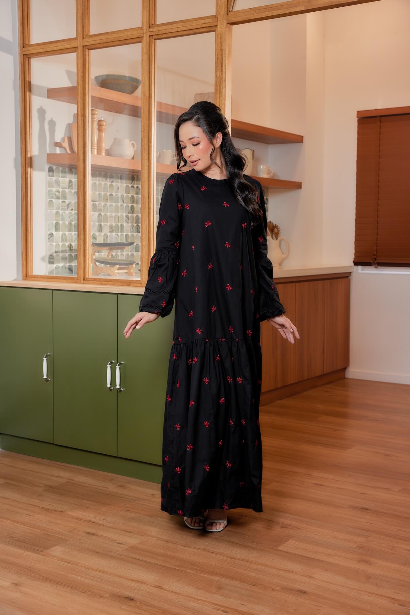 Nancy Dress - Black with Red Coquette