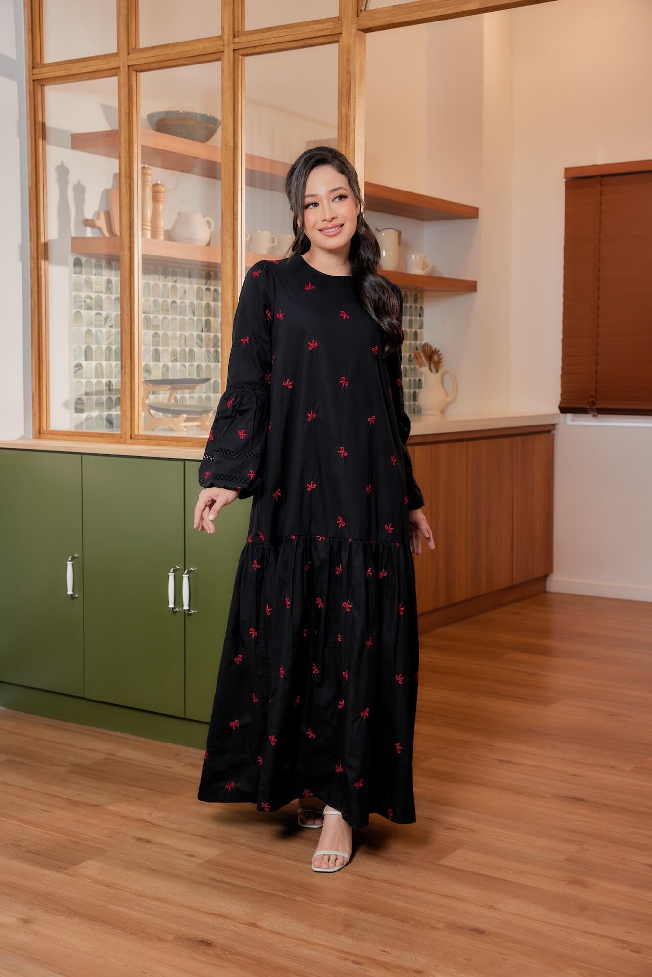 Nancy Dress - Black with Red Coquette