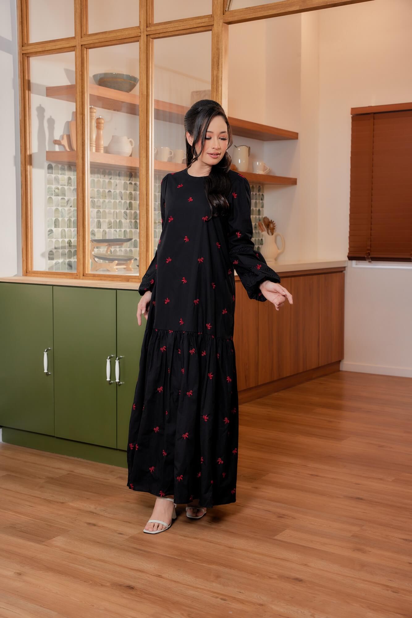 Nancy Dress - Black with Red Coquette