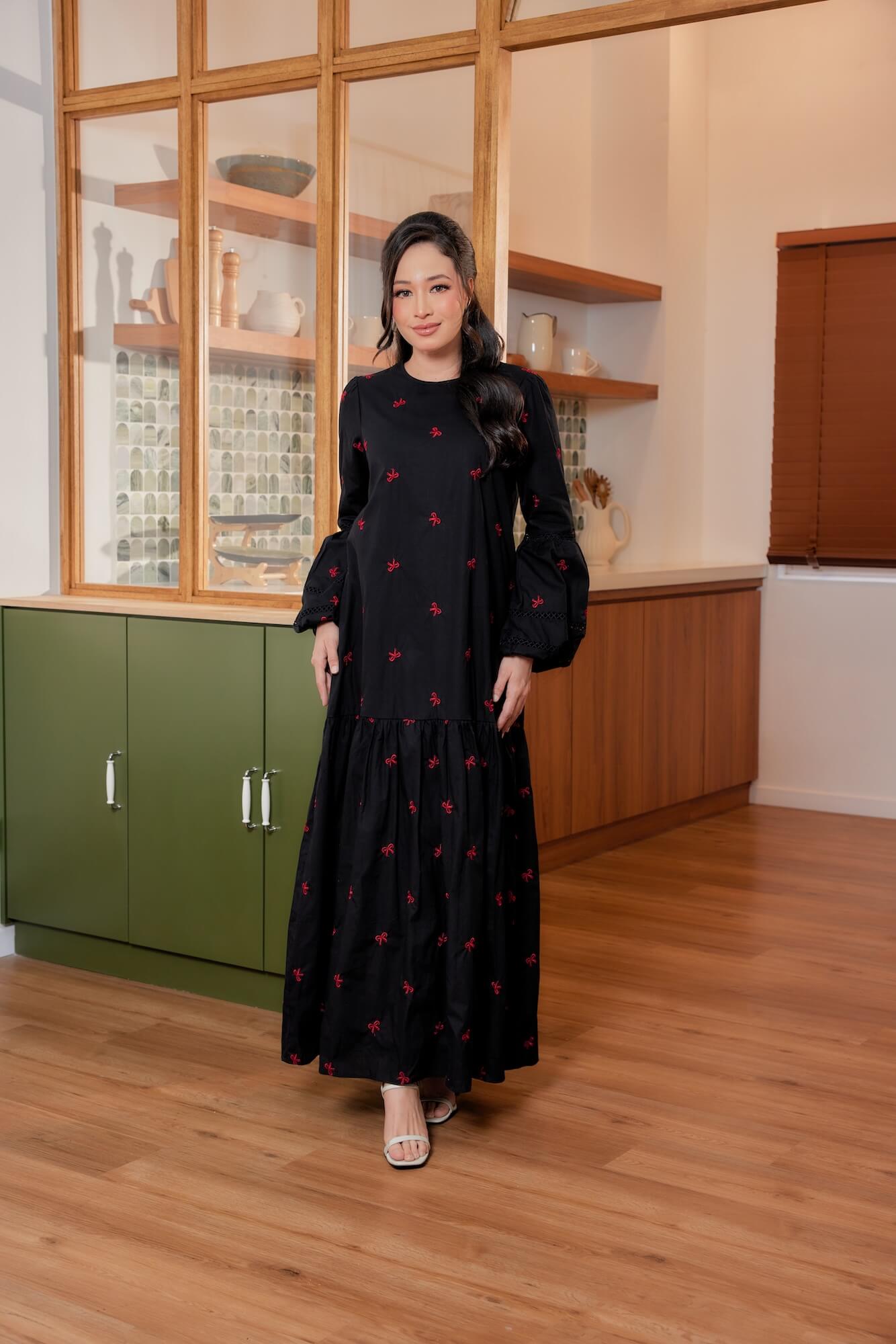 Nancy Dress - Black with Red Coquette