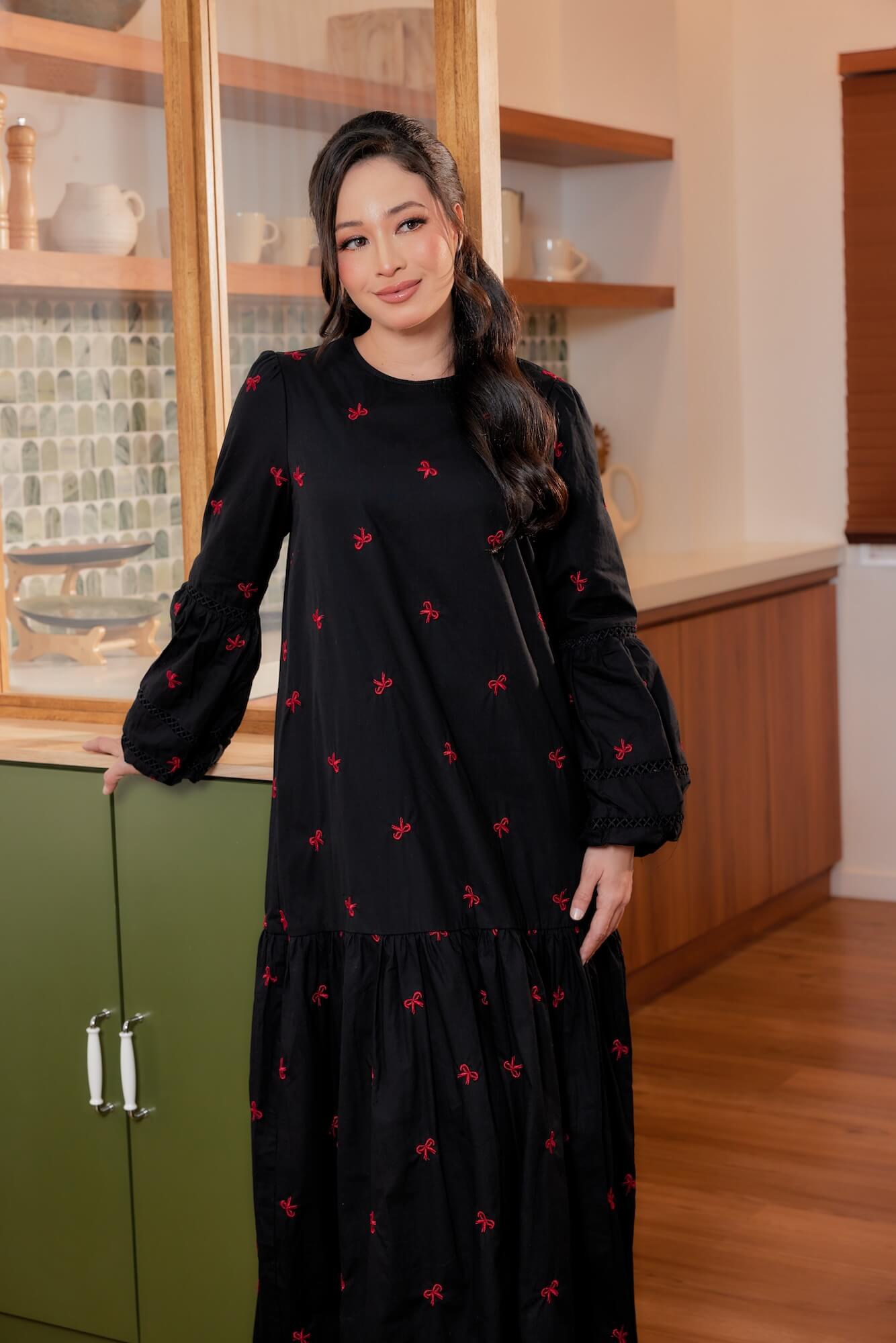 Nancy Dress - Black with Red Coquette