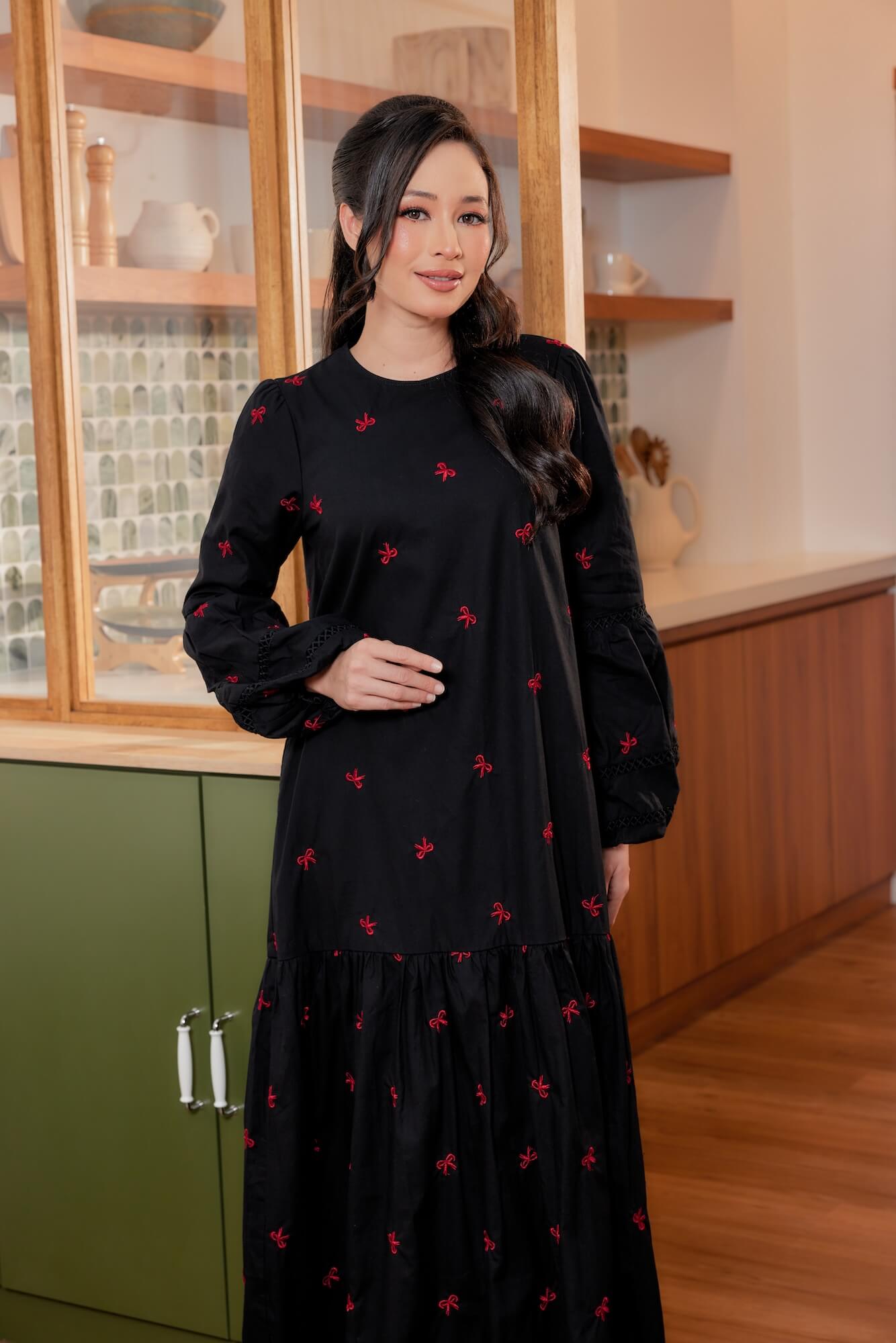 Nancy Dress - Black with Red Coquette