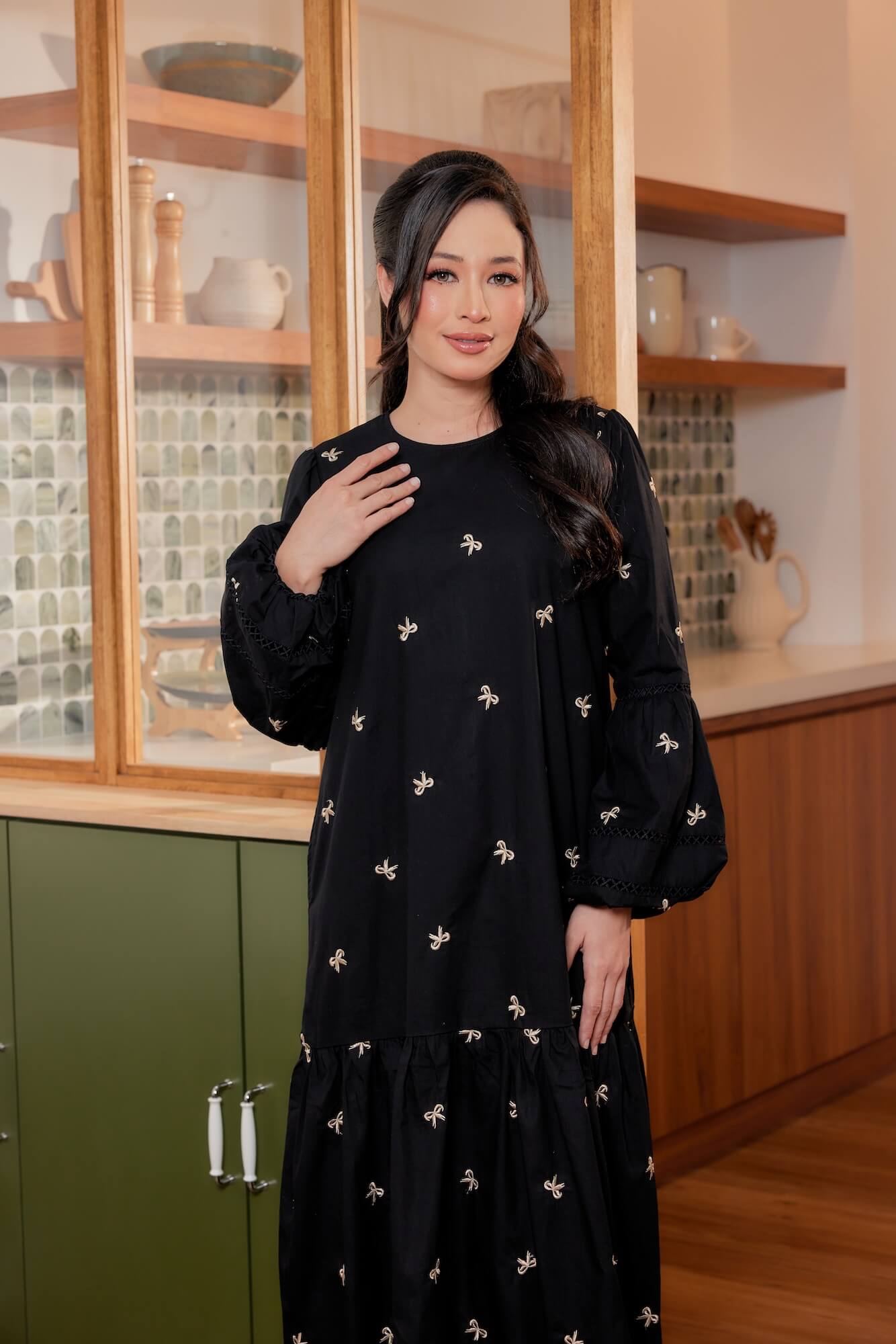 Nancy Dress - Black With Cream Coquette