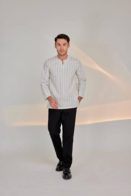 Kurta Radi - Beige with White Stripe