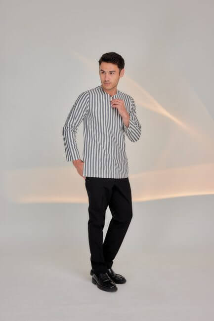 Kurta Rusyan - Black with White Stripe